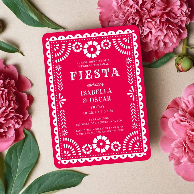 Invitación Bonito Papel rosa Picado Boda Ensayo Cena (Subido por el creador)