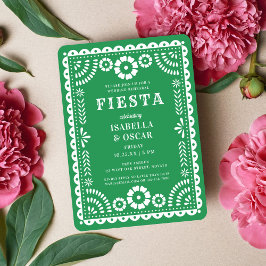 Invitación Bonito Papel Verde Picado Boda Ensayo Cena