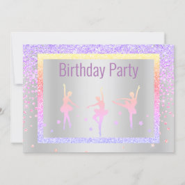 Invitación Bonito Pastel Ballerina Sparkle Niños Cumpleaños