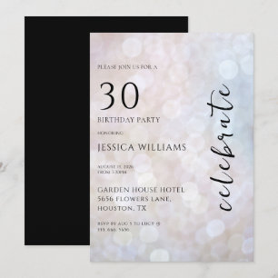 Invitación Bonito Pastel Bokeh 30 Fiesta de cumpleaños