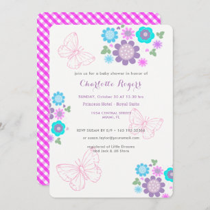 Invitación Bonito Pastel Butterflies Floral Posy Baby Shower