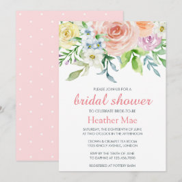 Invitación Bonito Pastel de color de agua rosa Floral Ducha d
