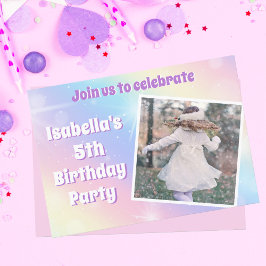Invitación Bonito Pastel Rainbow Sparkle Niños Fiesta de cump