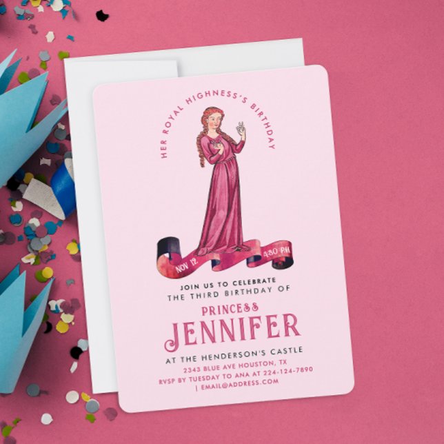 Invitación Bonito Pastel Rosa Princesa Fairytale encantado (Subido por el creador)