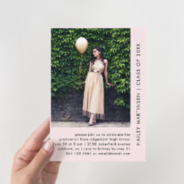 Invitación Bonito Pastel Rubor Dos Fiestas de Graduación de F