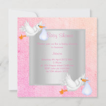 BONITO PASTEL STORK BABY SHOWER INVITATION