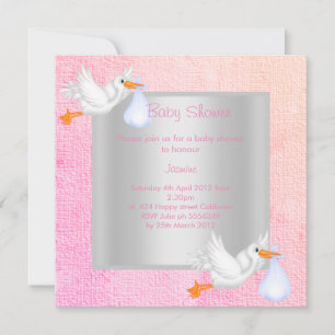 INVITACIÓN BONITO PASTEL STORK BABY SHOWER INVITATION