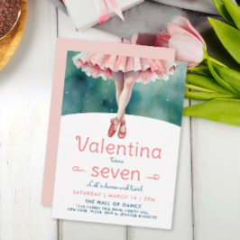 Invitación Bonito Pastel Tutu Ballerina Dance Chica Cumpleaño