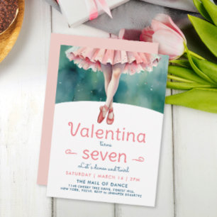 Invitación Bonito Pastel Tutu Ballerina Dance Chica Cumpleaño