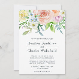 Invitación Bonito Pastel Watercolor Floral Boda