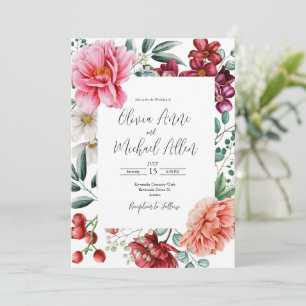 Invitación Bonito Peonies Watercolor Floral Boda