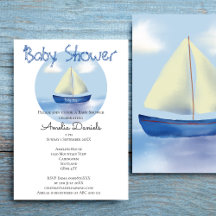 Bonito Pequeño Barco Azul Barco de vela Baby Showe