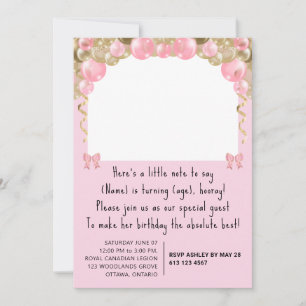 Invitación Bonito Personalizado Rosa 100 cumpleaños