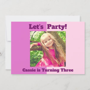 Invitación Bonito Personalizado Rosa Niños Foto Niñas Fiesta