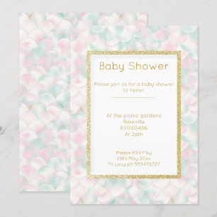 Invitación BONITO PINK GREEN GOLD MERMAID bebé ducha