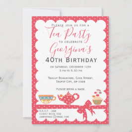 Invitación Bonito Pink Polka Dot Birthday Tea Fiesta