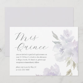 Invitación Bonito Plum Floral 15 años Cumpleaños Quinceañera