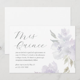 Invitación Bonito Plum Floral 15 años Cumpleaños Quinceañera