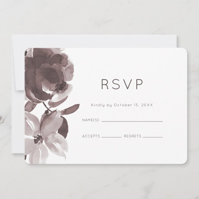 Invitación Bonito Plum Floral Wedding RSVP (Anverso)