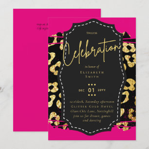 Invitación Bonito Presupuestaria Girly Sweet16 Animal de Oro