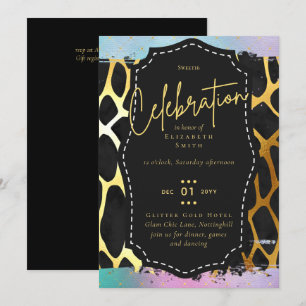 Invitación Bonito Presupuestaria Girly Sweet16 Animal de Oro