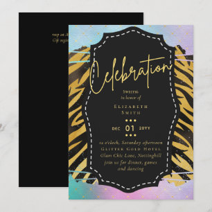 Invitación Bonito Presupuestaria Girly Sweet16 Animal de Oro
