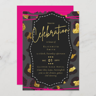 Invitación Bonito Presupuestaria Girly Sweet16 Animal de Oro 