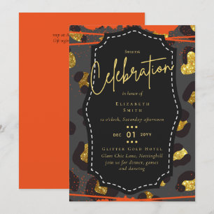 Invitación Bonito Presupuestaria Girly Sweet16 Animal de Oro