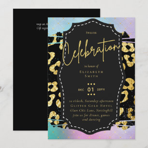 Invitación Bonito Presupuestaria Girly Sweet16 Animal de Oro