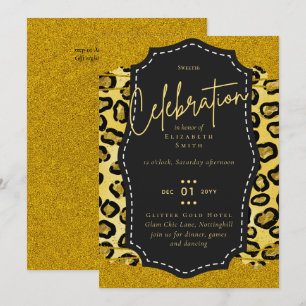 Invitación Bonito Presupuestaria Girly Sweet16 Animal de Oro