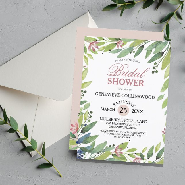 Invitación Bonito Primavera Botánica Rubor ducha de novia ros (Subido por el creador)