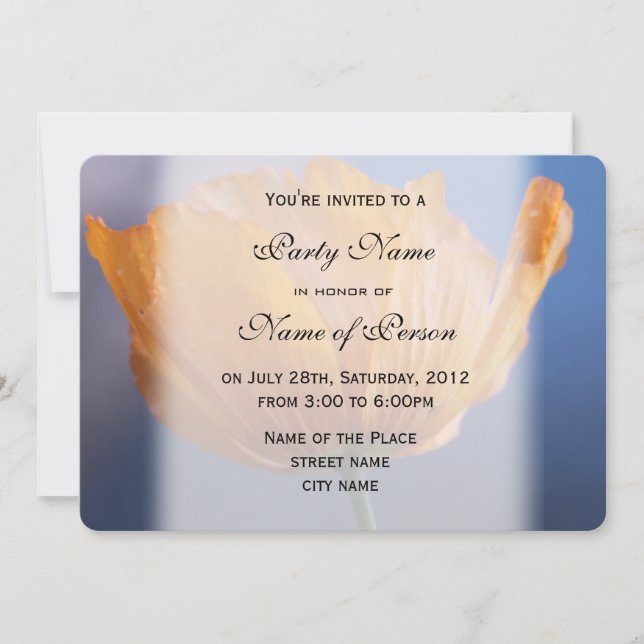 Invitación bonito primavera fiesta de flor de amapola amarill (Anverso)