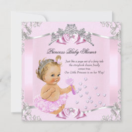 Invitación Bonito Princesa Baby Shower Rosa Tutu Blonde