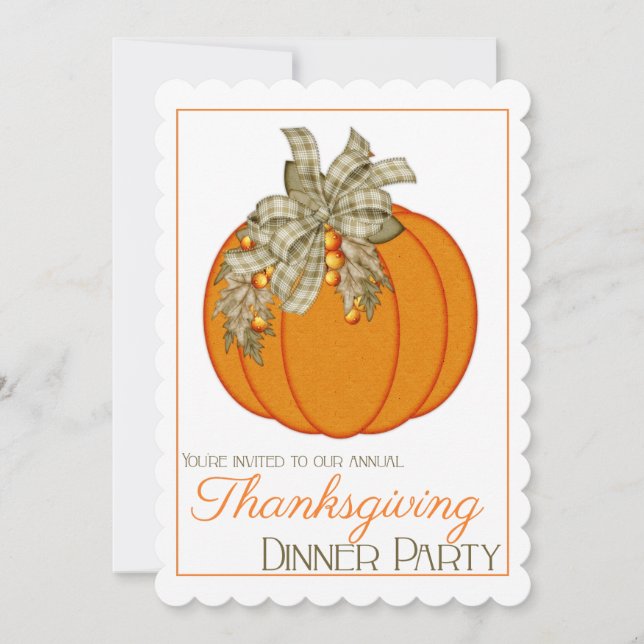 Invitación Bonito Pumpkin fiesta de la cena de Acción de Grac (Anverso)