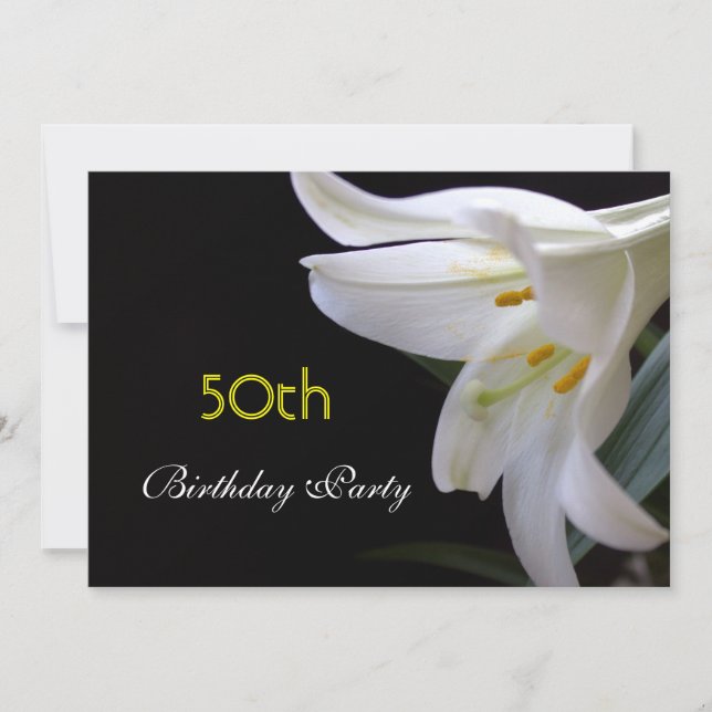Invitación Bonito, puro y elegante cumpleaños de flores de li (Anverso)
