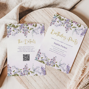 Invitación Bonito Purple Lilac   Fiesta de cumpleaños de códi