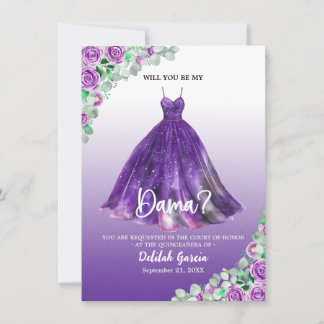Invitación Bonito púrpura propuesta formal Quinceañera Dama