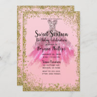 Bonito Purpurina de oro rosa Fiesta vestido dulce 