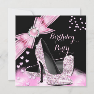 Invitación Bonito Purpurina del partido de cumpleaños tacones