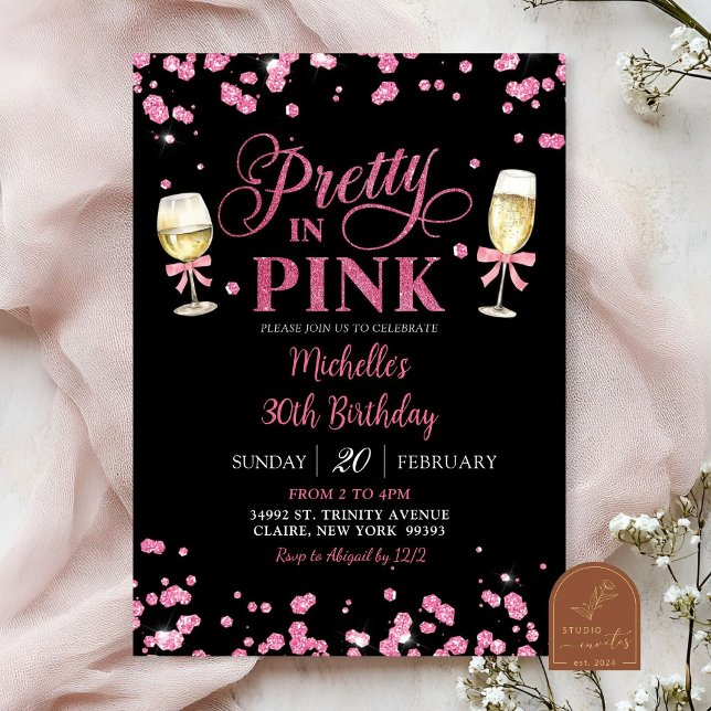 Invitación Bonito Purpurina rosa en fiesta de cumpleaños de a (Subido por el creador)