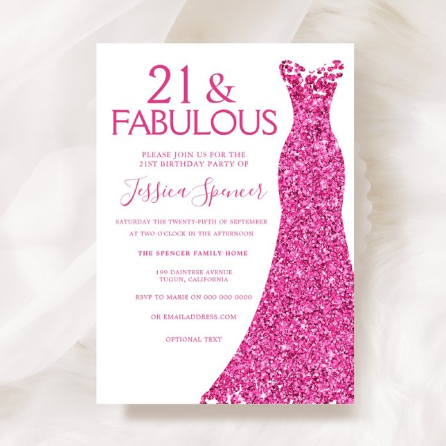 Invitación Bonito Purpurina Rosa Vestido Fiesta de cumpleaños (Subido por el creador)