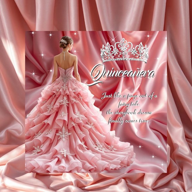 Invitación Bonito Quinceanera Partido de Cumpleaños Rosa Tiar (Subido por el creador)