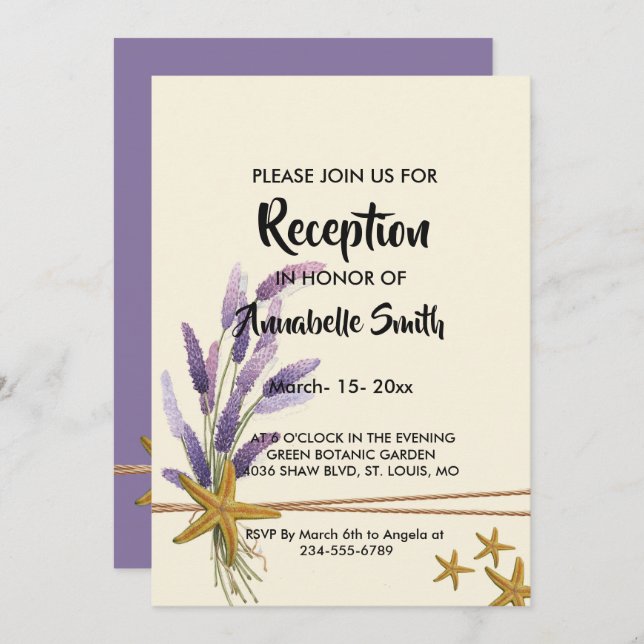 Invitación bonito Recepción sencilla de pez estrella (Anverso / Reverso)