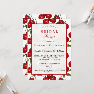 Invitación Bonito Red Cherry Watercolor Brilla Shower
