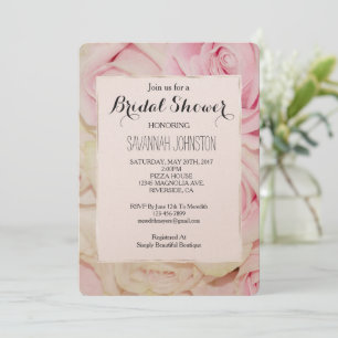Invitación Bonito Romántico Rosas de Crema Rosa ducha de novi