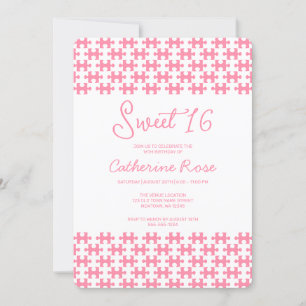 Invitación Bonito Rompecabezas Blanco Y Rosa Confeccionado Du