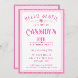 Invitación Bonito Rosa 13 cumpleaños