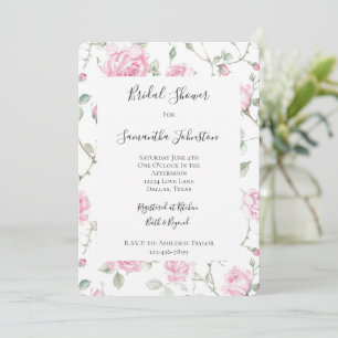 Invitación Bonito Rosa Blanca Floral Ducha de Novias