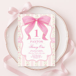 Invitación Bonito Rosa Bow Fancy One Love Shack Primer cumple