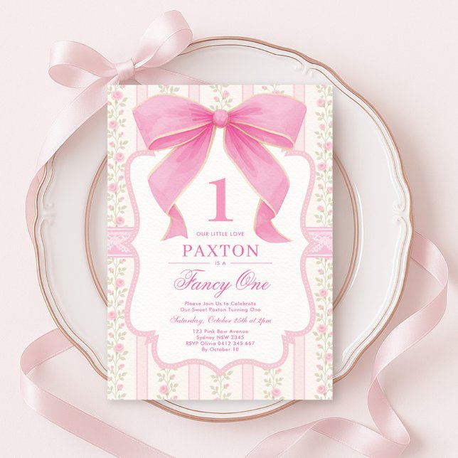 Invitación Bonito Rosa Bow Fancy One Love Shack Primer cumple (Subido por el creador)